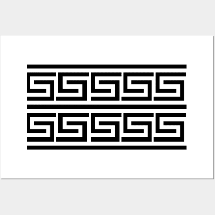 Greek Key Pattern Black and White Posters and Art